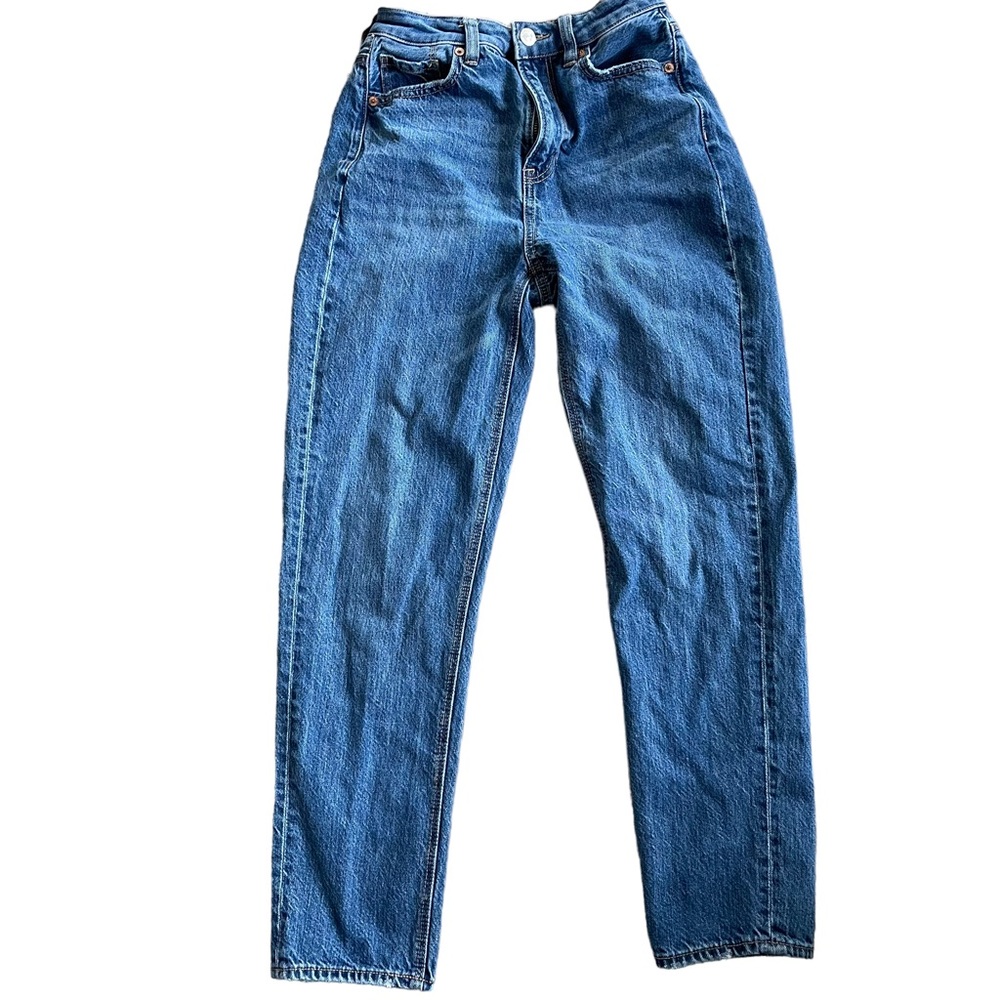 American Eagle Outfitters mom straight leg denim mid-rise denim blue sz 0 R